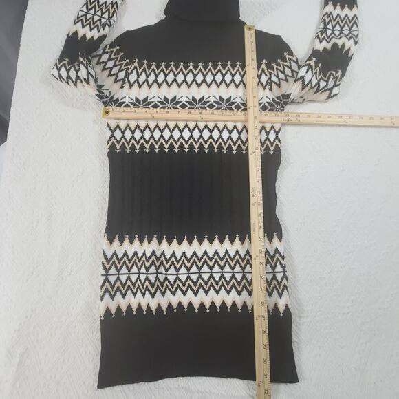 Nordic Fair Isle womens turtleneck sweater dress Size small black office Cozy - Picture 4 of 8